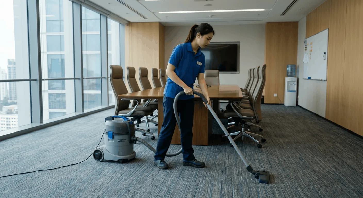 Clean, modern office building interior